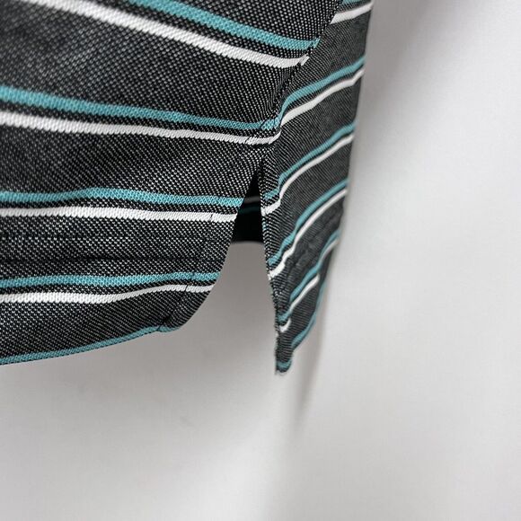 Footjoy FJ Mens Golf Polo Shirt Black & Green Striped 100% Polyester Size XL guc - Picture 7 of 9